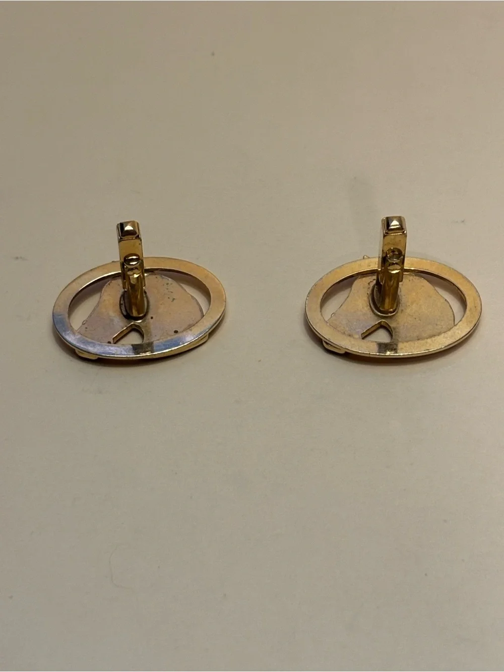Vintage Anson Gold-Tone Brown Horse Head Cuff Links 1-1/8”